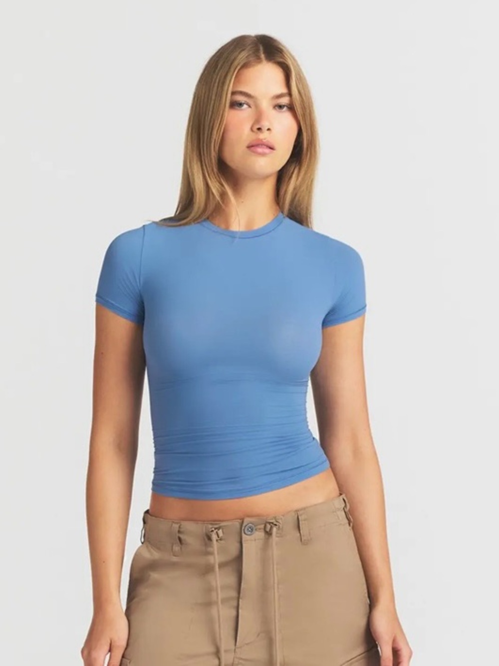 SKIMS Slim Fit Short Sleeve Top in arctic